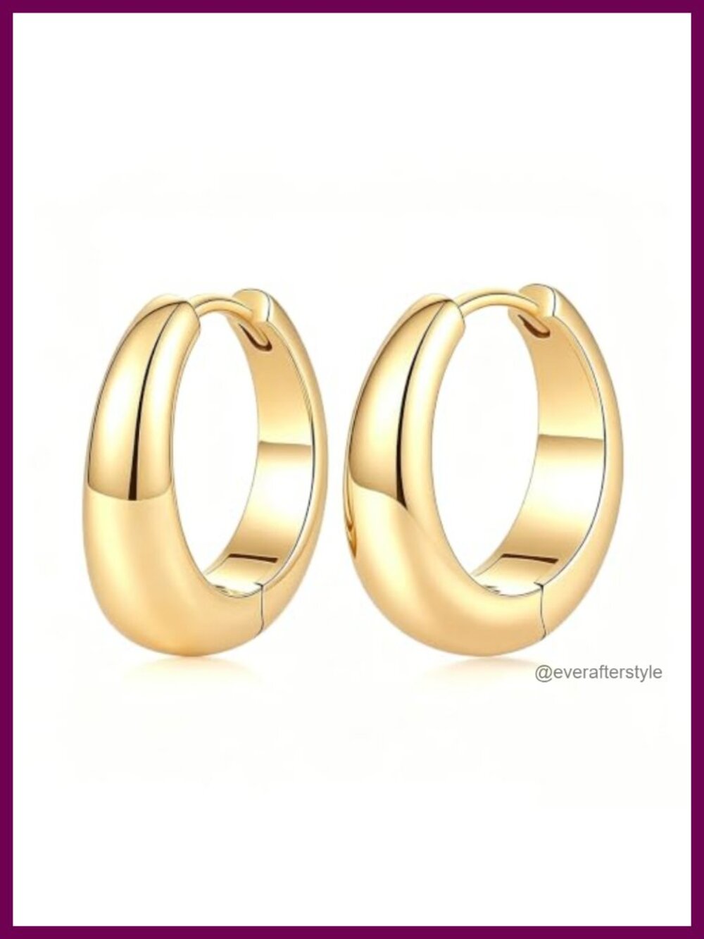 14K Gold Plated Hoop Earrings for Women, Hypoallergenic Hinged Earrings, 13mm